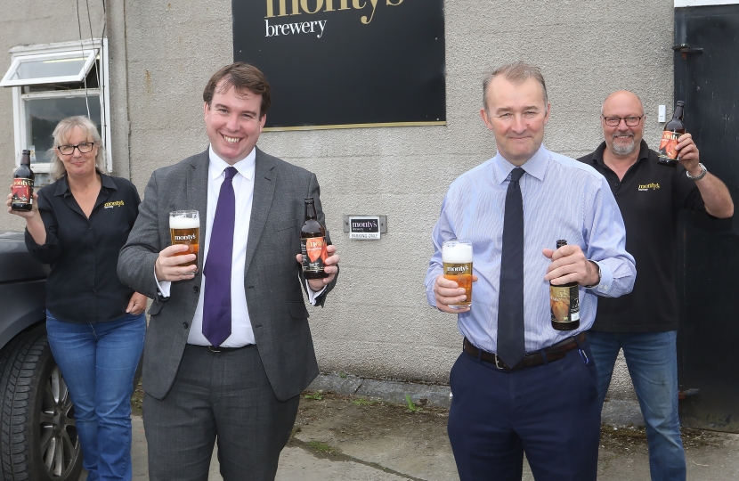 Photo shows (L-R) Pam Honeyman, Craig Williams MP, Secretary of State for Wales Simon Hart and Russ Honeyman.